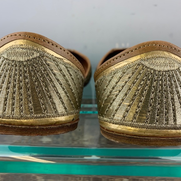 Bespoke Gold Sparkle Leather Slip Ballet Flats 7 - Picture 6 of 8